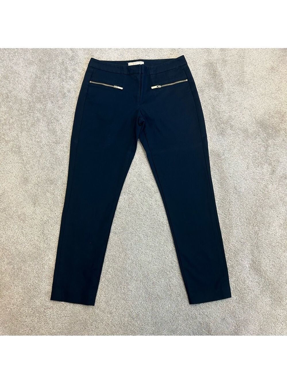 MICHAEL MICHAEL KORS Navy Blue Hutton Cotton-Blend slim fit ankle pants Sz 6 - Picture 3 of 14